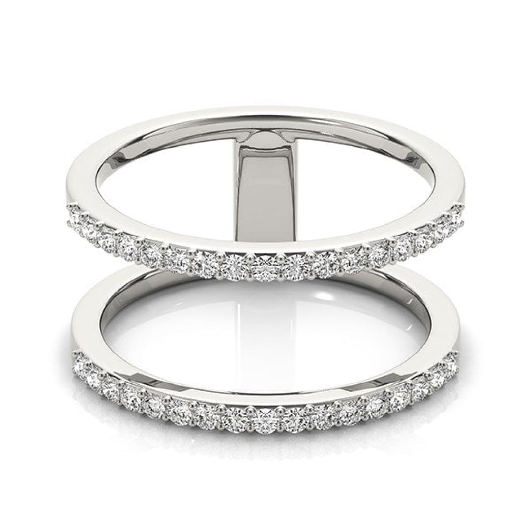 14k White Gold Dual Band Design Ring with Diamonds (1/3 cttw) | Richard Cannon Jewelry