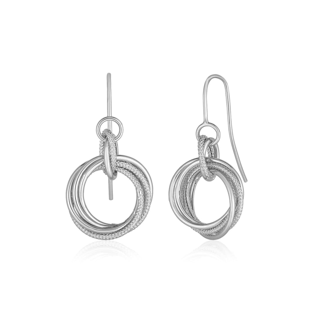 14k White Gold Earrings with Interlocking Circle Dangles | Richard Cannon Jewelry