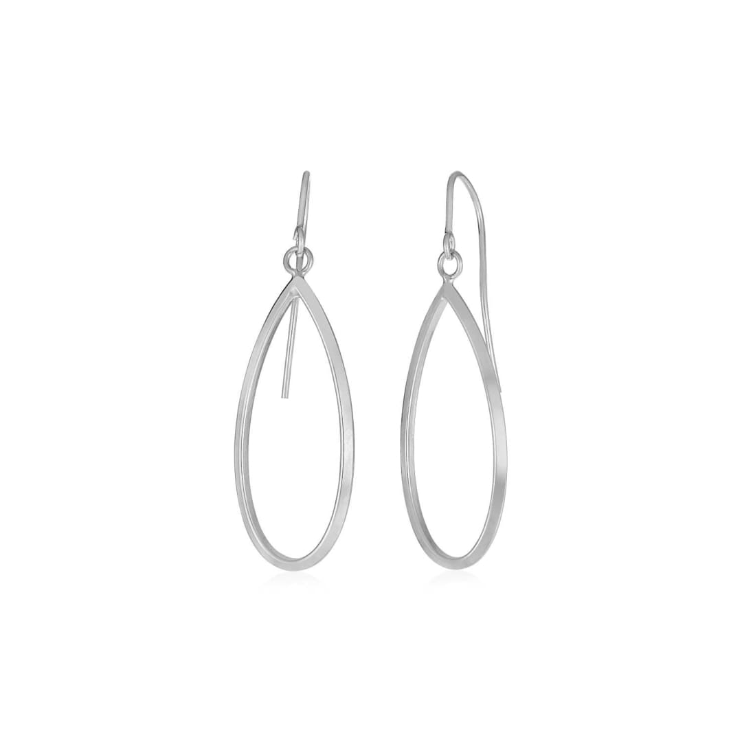 14k White Gold Earrings with Polished Open Teardrop Dangles | Richard Cannon Jewelry