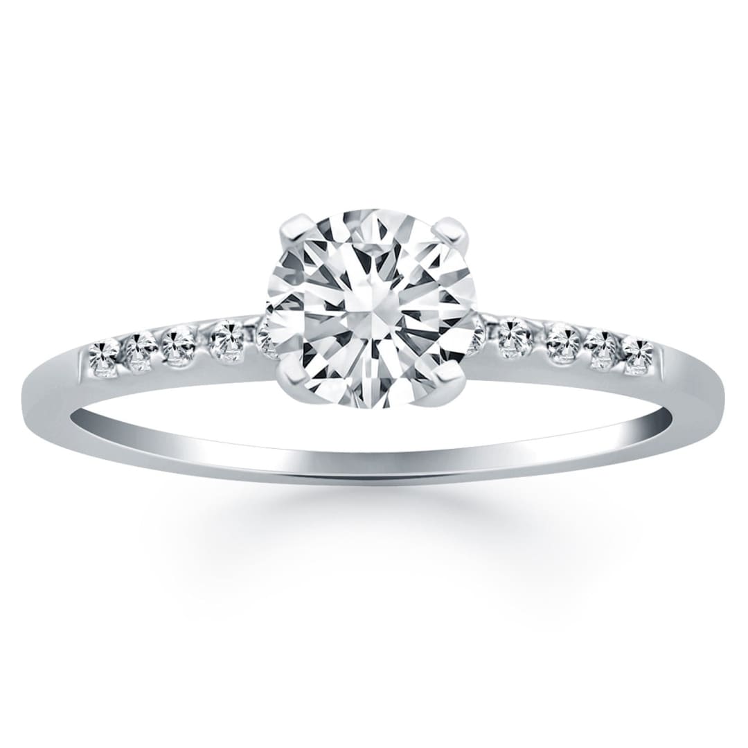 14k White Gold Engagement Ring with Diamond Band Design | Richard Cannon Jewelry