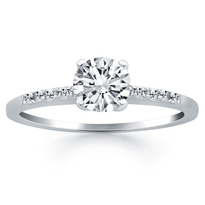 14k White Gold Engagement Ring with Diamond Band Design | Richard Cannon Jewelry