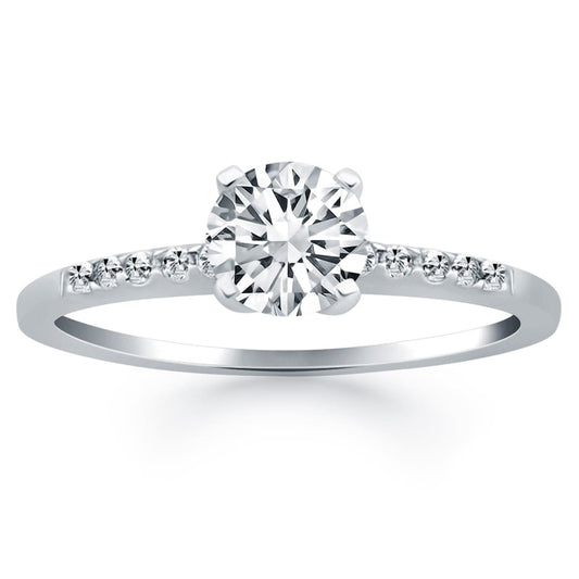 14k White Gold Engagement Ring with Diamond Band Design | Richard Cannon Jewelry