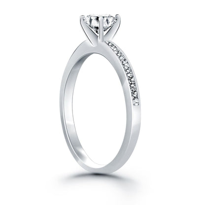 14k White Gold Engagement Ring with Diamond Channel Set Band | Richard Cannon Jewelry