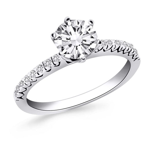 14k White Gold Engagement Ring with Fishtail Diamond Accents | Richard Cannon Jewelry