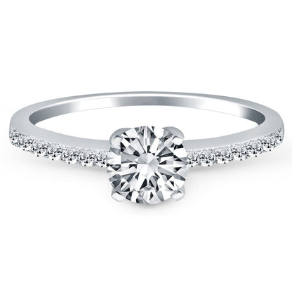 14k White Gold Engagement Ring with Pave Diamond Band | Richard Cannon Jewelry