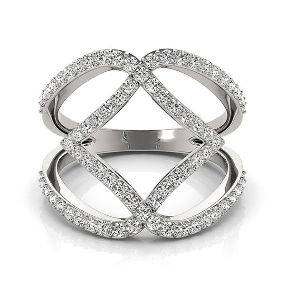 14k White Gold Entwined Design Diamond Dual Band Ring (3/4 cttw) | Richard Cannon Jewelry