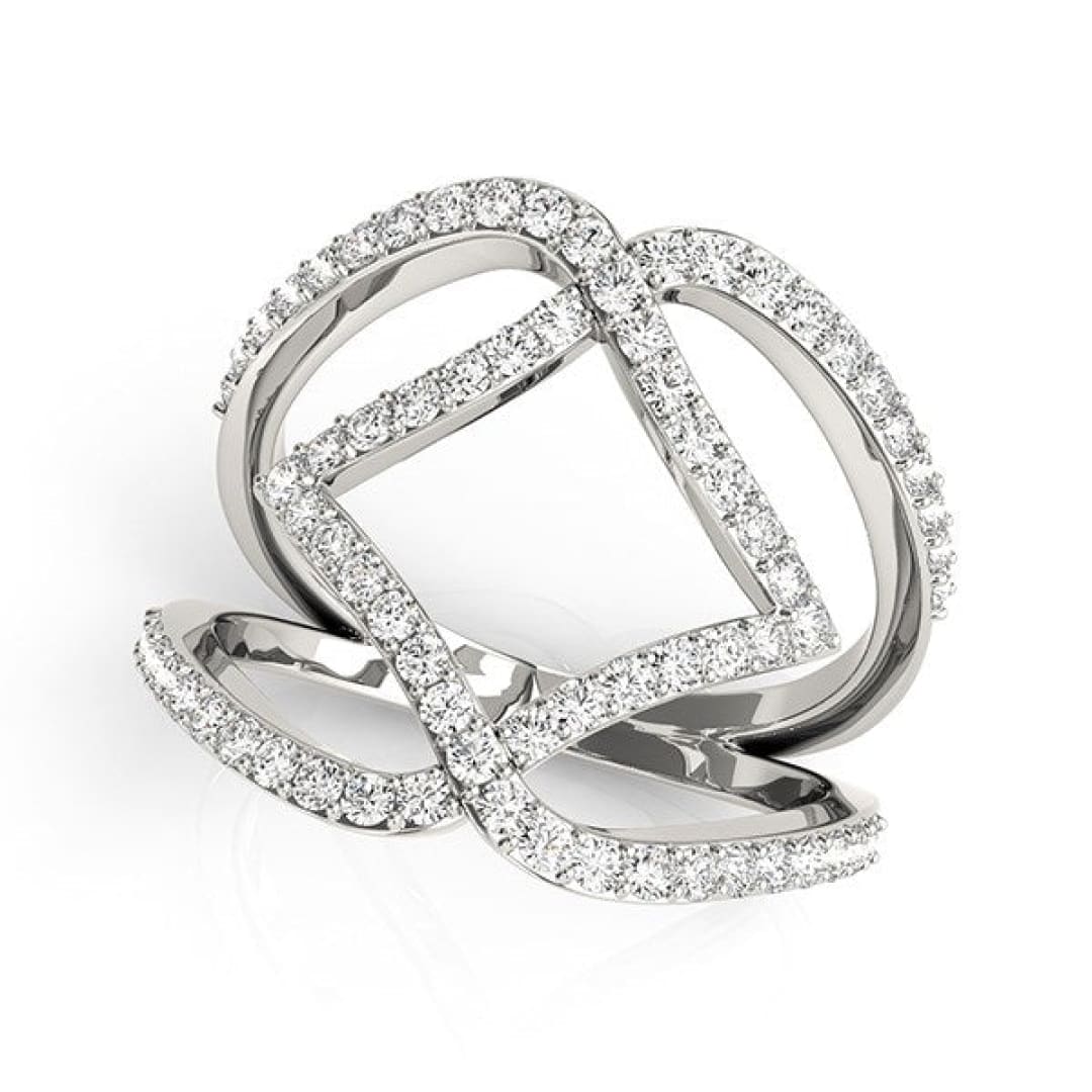 14k White Gold Entwined Design Diamond Dual Band Ring (3/4 cttw) | Richard Cannon Jewelry