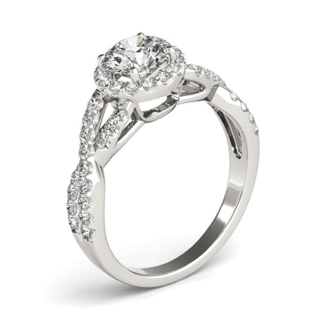 14k White Gold Entwined Split Shank Diamond Engagement Ring (1 1/2 cttw) | Richard Cannon