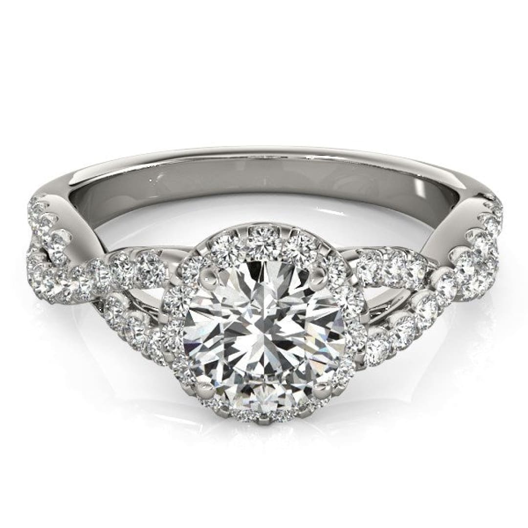 14k White Gold Entwined Split Shank Diamond Engagement Ring (1 1/2 cttw) | Richard Cannon