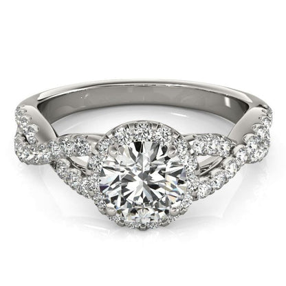 14k White Gold Entwined Split Shank Diamond Engagement Ring (1 1/2 cttw) | Richard Cannon