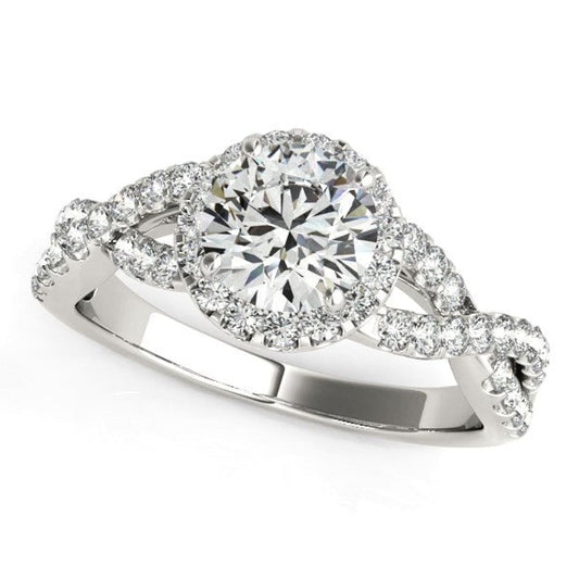 14k White Gold Entwined Split Shank Diamond Engagement Ring (1 1/2 cttw) | Richard Cannon