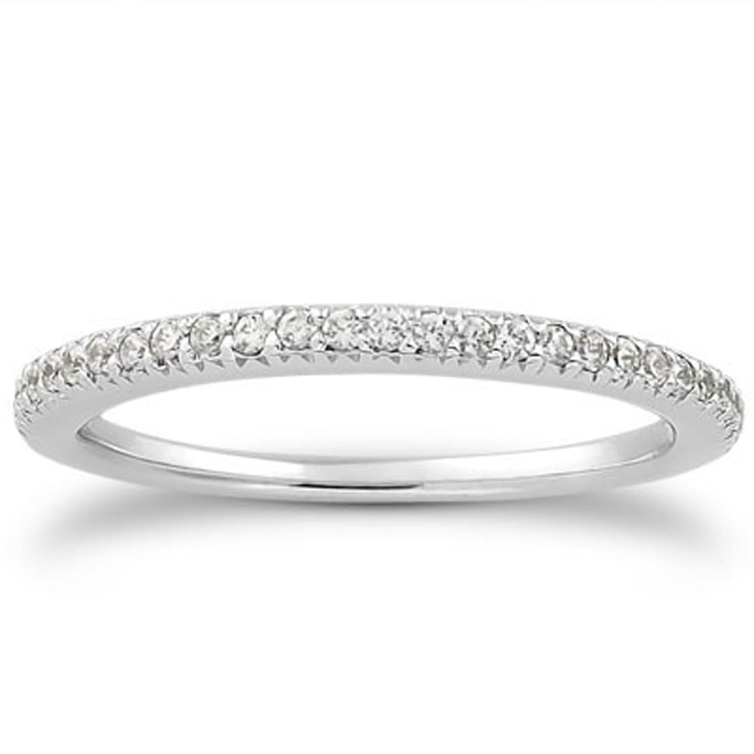 14k White Gold Fancy Engraved Pave Diamond Wedding Ring Band | Richard Cannon Jewelry