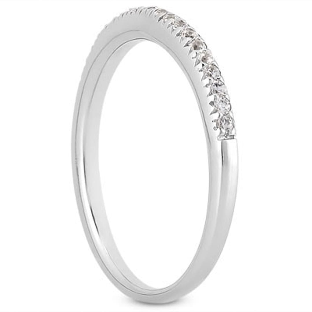 14k White Gold Fancy Engraved Pave Diamond Wedding Ring Band | Richard Cannon Jewelry