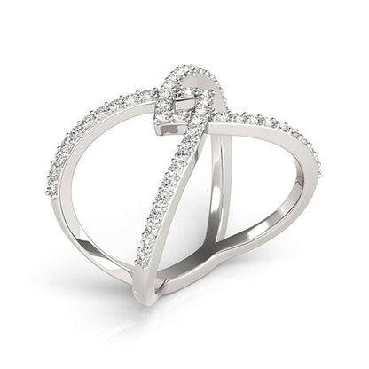 14k White Gold Fancy Entwined Design Diamond Ring (1/2 cttw) | Richard Cannon Jewelry