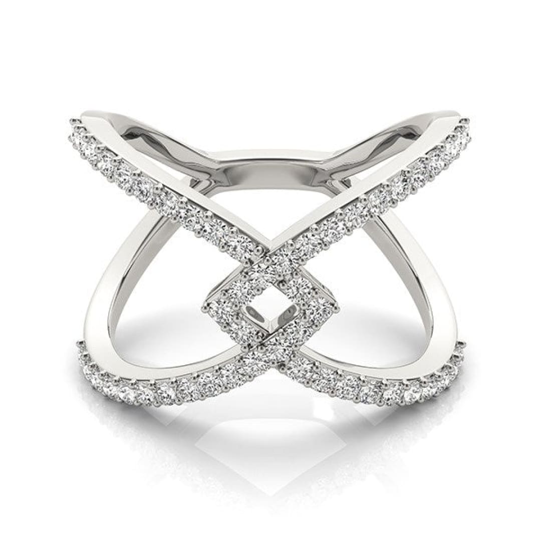 14k White Gold Fancy Entwined Design Diamond Ring (1/2 cttw) | Richard Cannon Jewelry