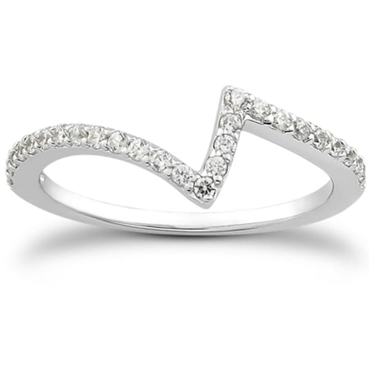 14k White Gold Fancy Zig Zag Pave Diamond Wedding Ring Band | Richard Cannon Jewelry