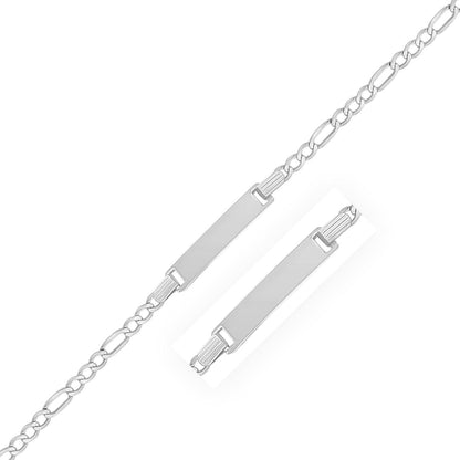 14k White Gold Figaro Chain Fancy Children’s ID Bracelet | Richard Cannon Jewelry