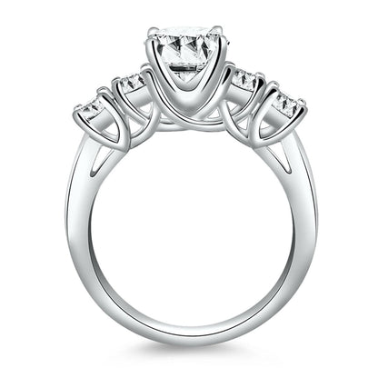 14k White Gold Five Stone Diamond Trellis Engagement Ring | Richard Cannon Jewelry