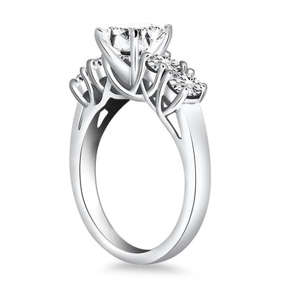 14k White Gold Five Stone Diamond Trellis Engagement Ring | Richard Cannon Jewelry