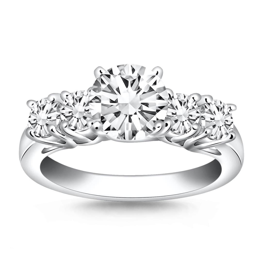 14k White Gold Five Stone Diamond Trellis Engagement Ring | Richard Cannon Jewelry