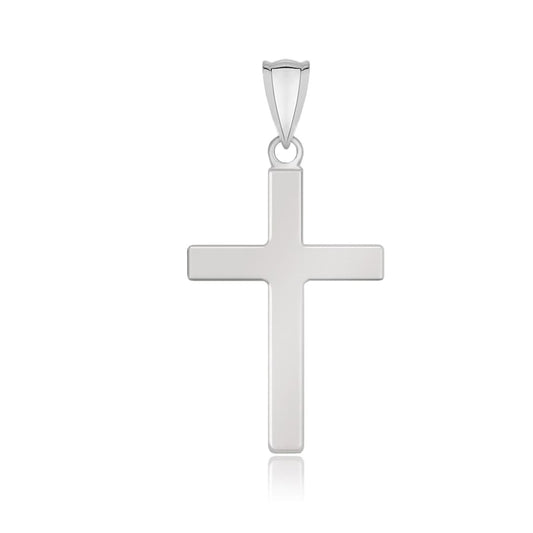 14k White Gold Flat Design Cross Pendant | Richard Cannon Jewelry