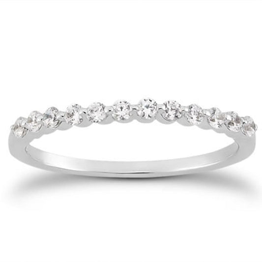 14k White Gold Floating Diamond Single Shared Prong Wedding Ring Band | Richard Cannon