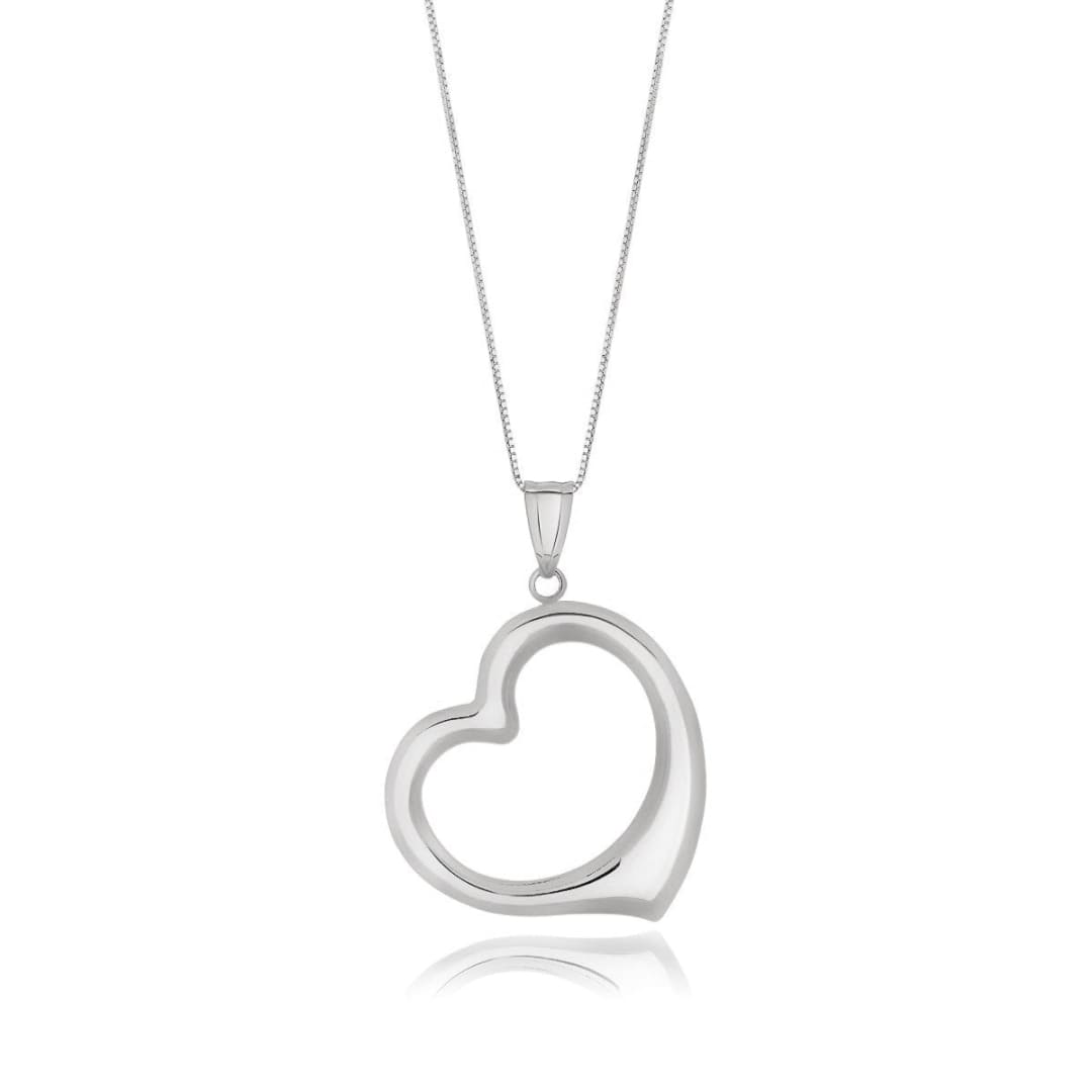 14k White Gold Floating Heart Drop Pendant | Richard Cannon Jewelry