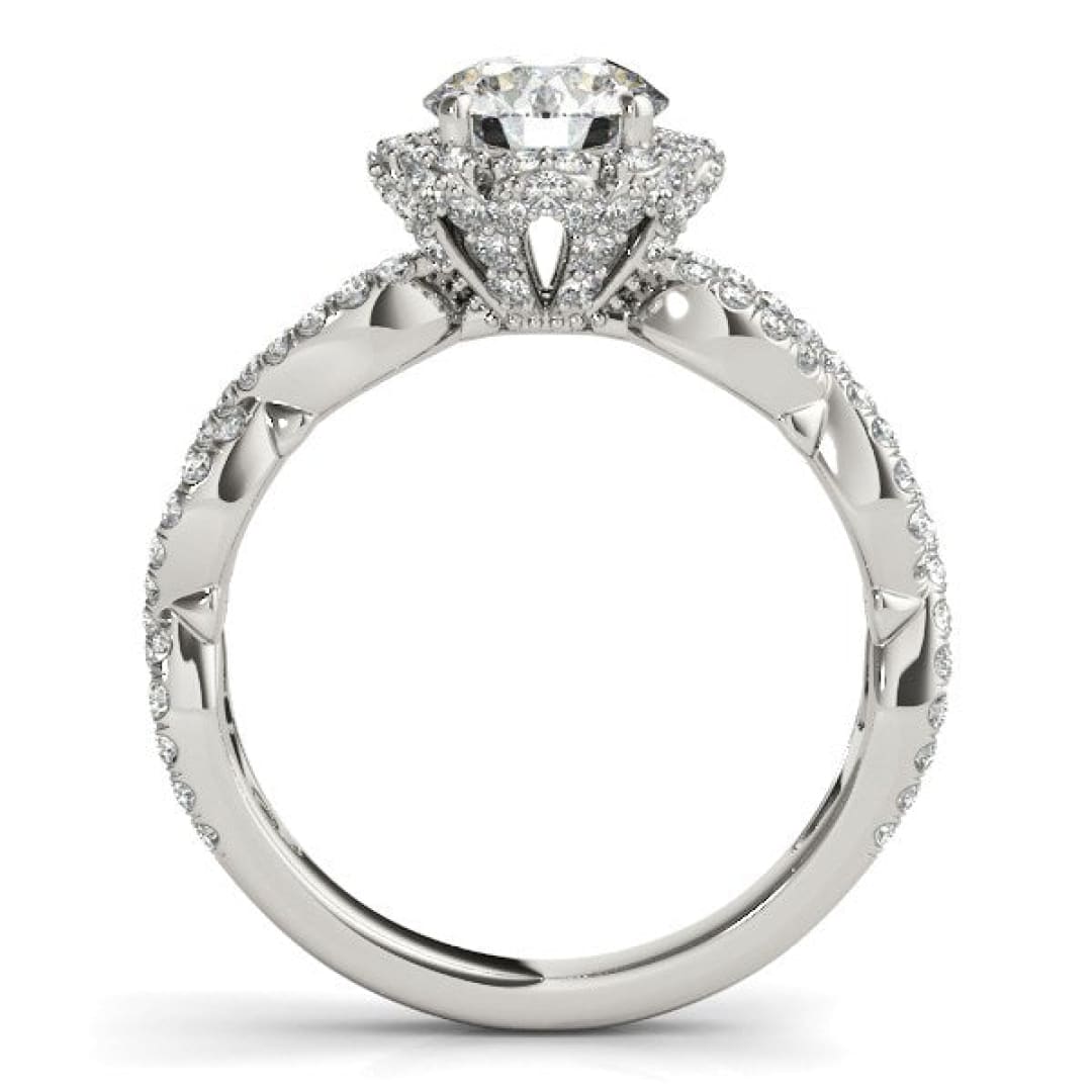 14k White Gold Flower Motif Split Shank Diamond Engagement Ring (1 5/8 cttw) | Richard