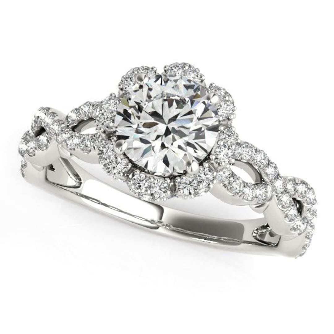 14k White Gold Flower Motif Split Shank Diamond Engagement Ring (1 5/8 cttw) | Richard