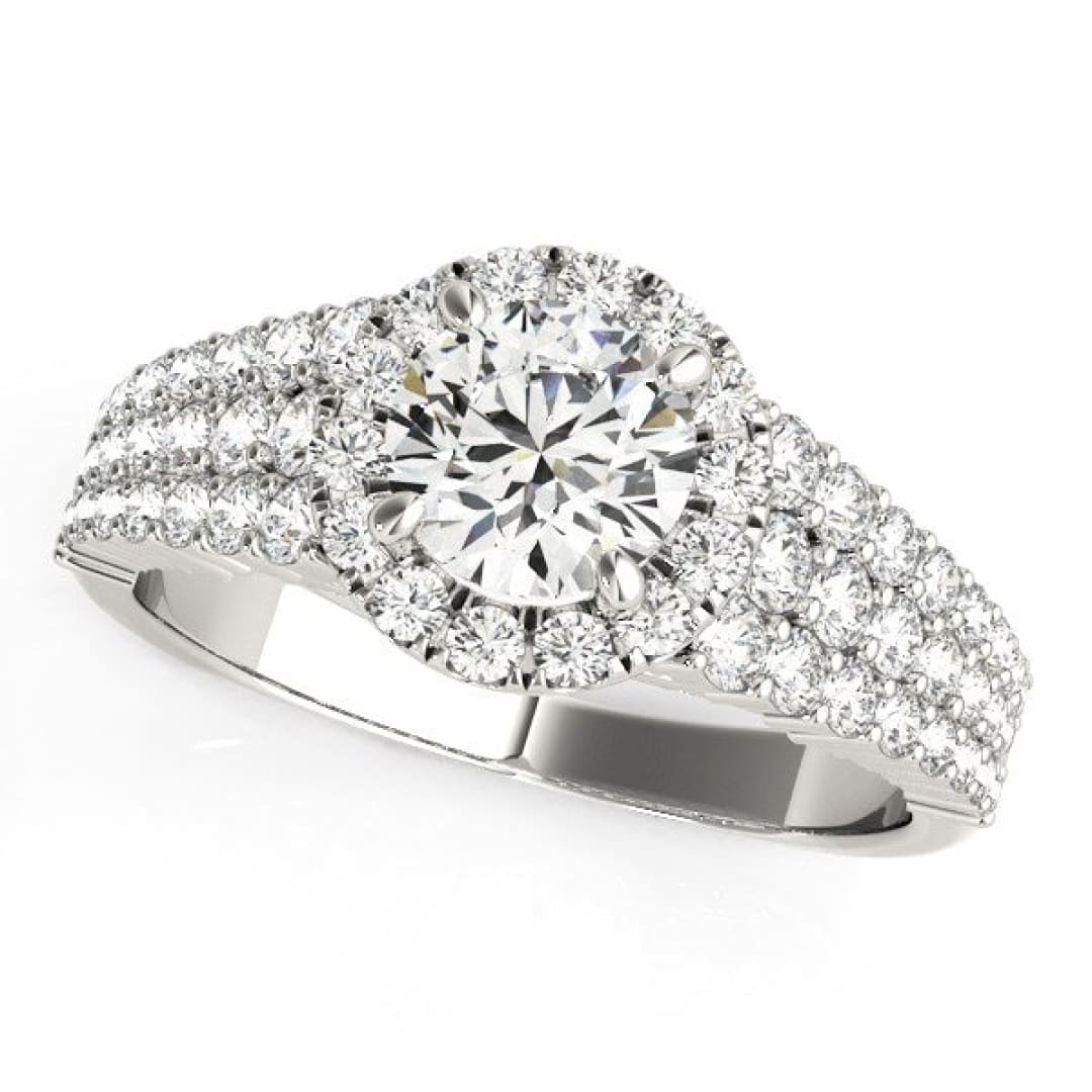 14k White Gold Graduated Pave Set Shank Diamond Engagement Ring (1 5/8 cttw) | Richard