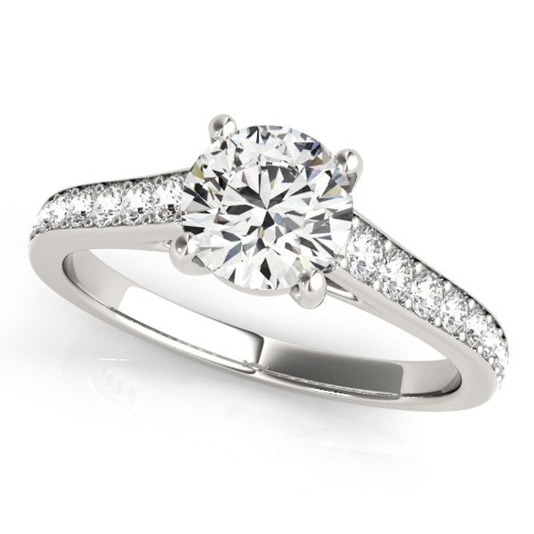 14k White Gold Graduated Single Row Diamond Engagement Ring (1 1/3 cttw) | Richard Cannon