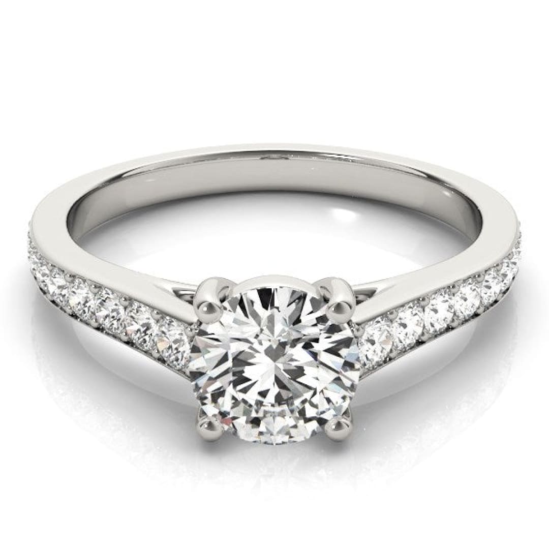 14k White Gold Graduated Single Row Diamond Engagement Ring (1 1/3 cttw) | Richard Cannon