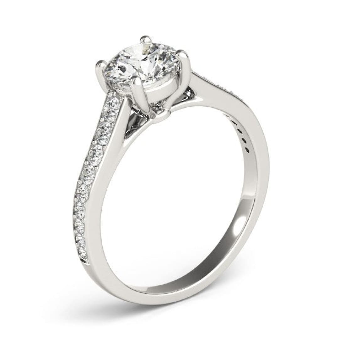 14k White Gold Graduated Single Row Diamond Engagement Ring (1 1/3 cttw) | Richard Cannon