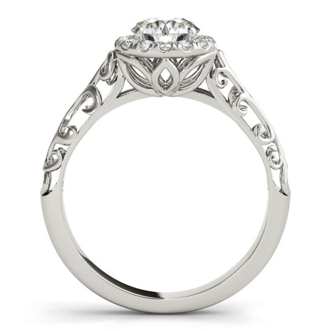 14k White Gold Halo Antique Style Round Diamond Engagement Ring (5/8 cttw) | Richard