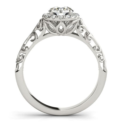 14k White Gold Halo Antique Style Round Diamond Engagement Ring (5/8 cttw) | Richard