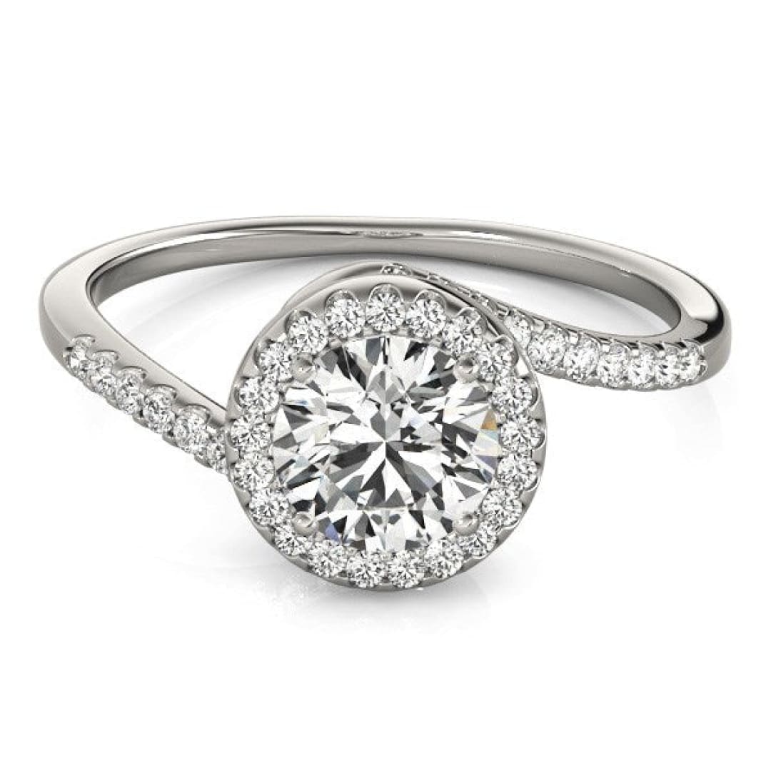 14k White Gold Halo Design Bypass Round Diamond Engagement Ring (5/8 cttw) | Richard