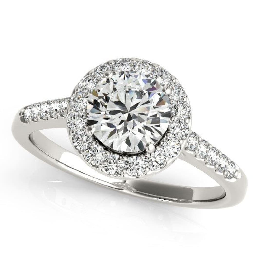 14k White Gold Halo Diamond Engagement Ring (1 3/8 cttw) | Richard Cannon Jewelry