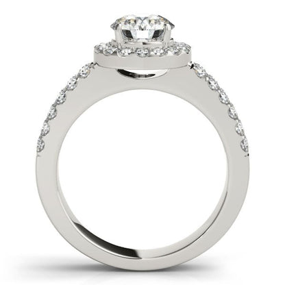 14k White Gold Halo Diamond Engagement Ring With Double Row Band (1 3/8 cttw) | Richard