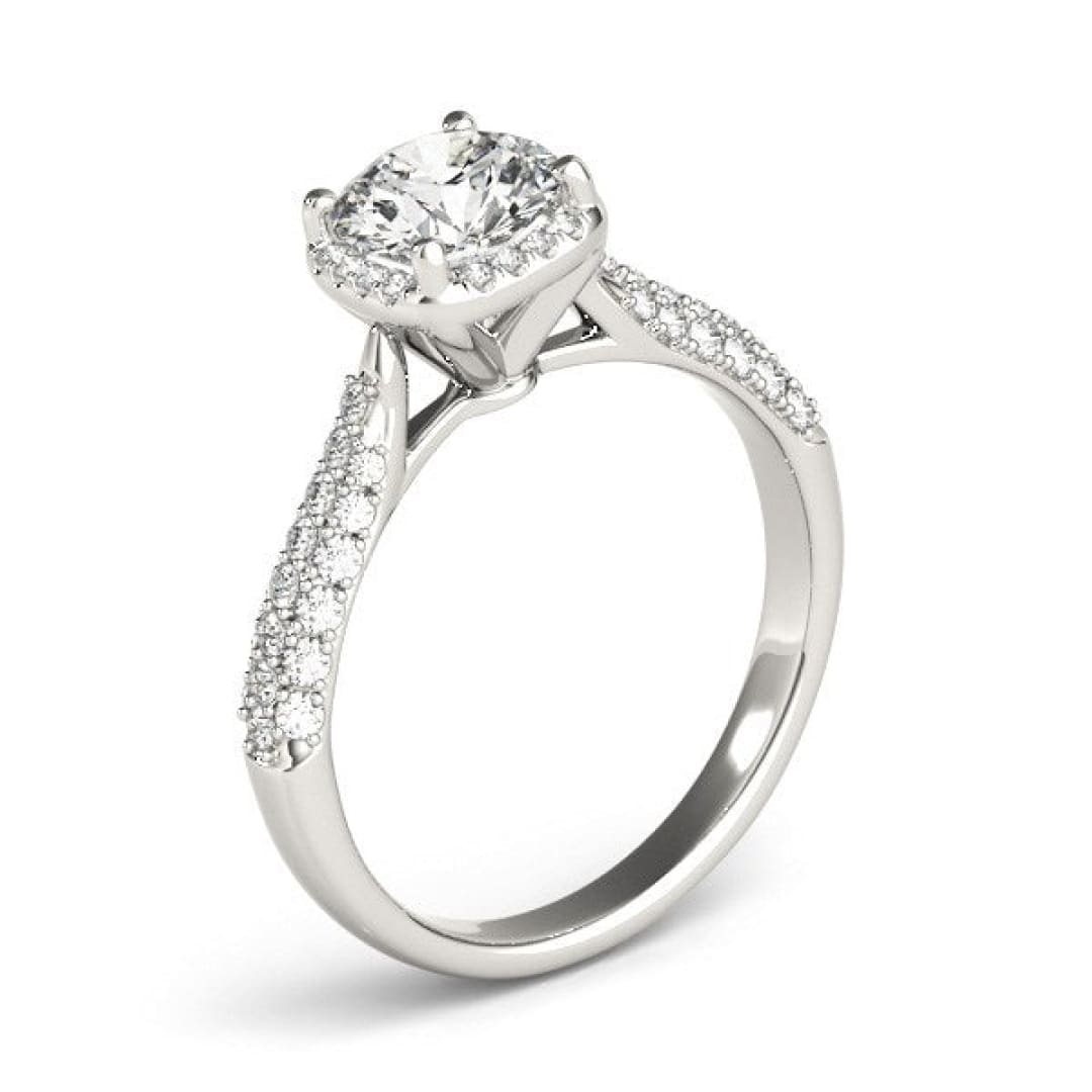14k White Gold Halo Graduated Pave Shank Diamond Engagement Ring (1 1/3 cttw) | Richard