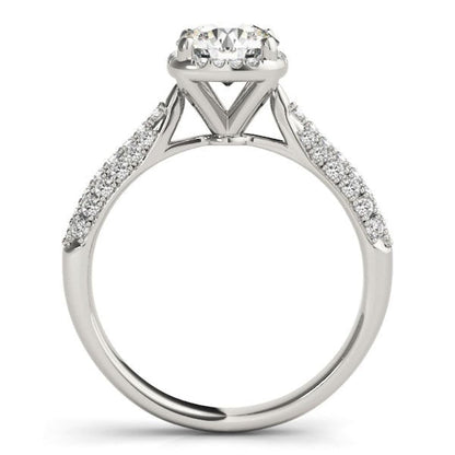 14k White Gold Halo Graduated Pave Shank Diamond Engagement Ring (1 1/3 cttw) | Richard
