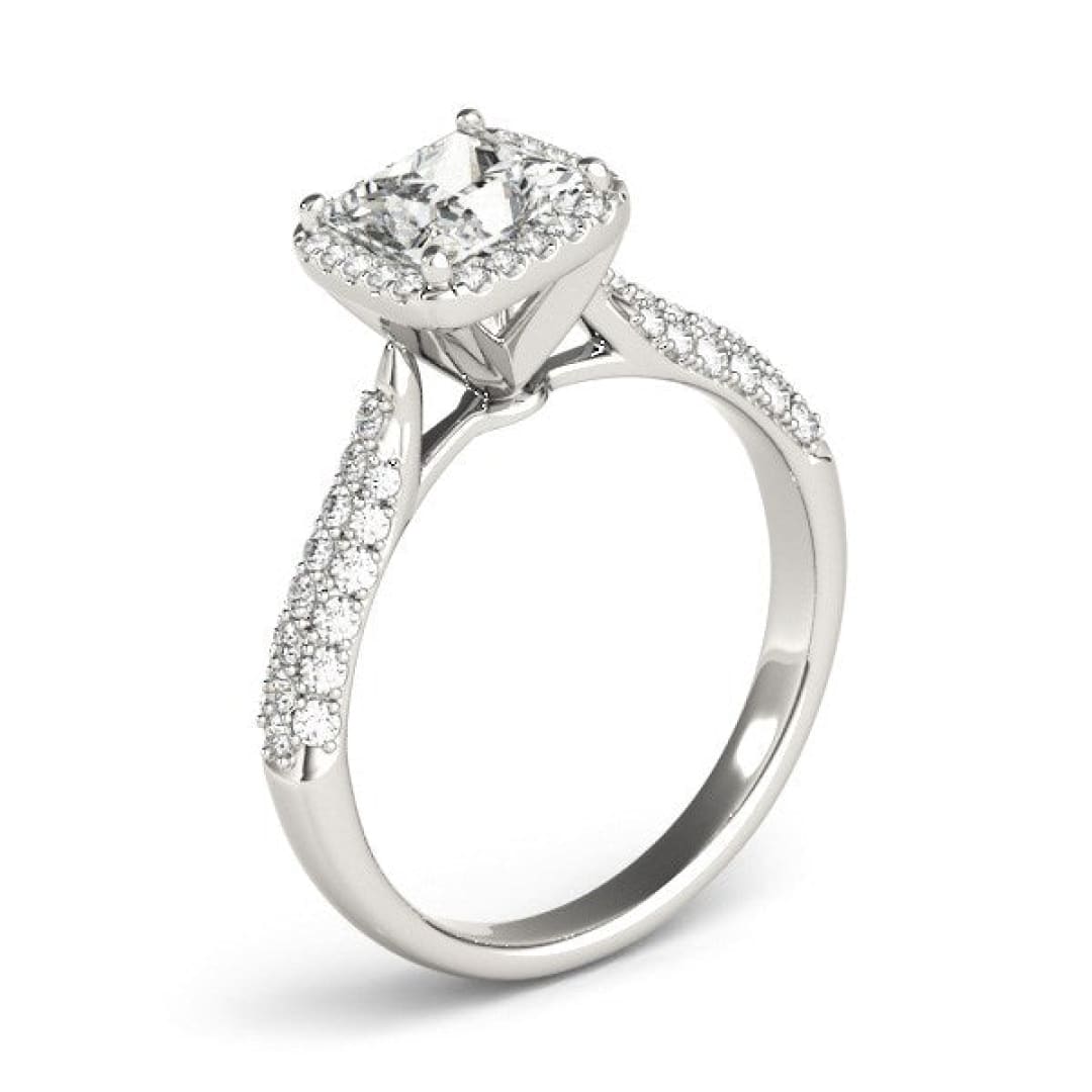 14k White Gold Halo Pave Band Diamond Engagement Ring (1 1/3 cttw) | Richard Cannon