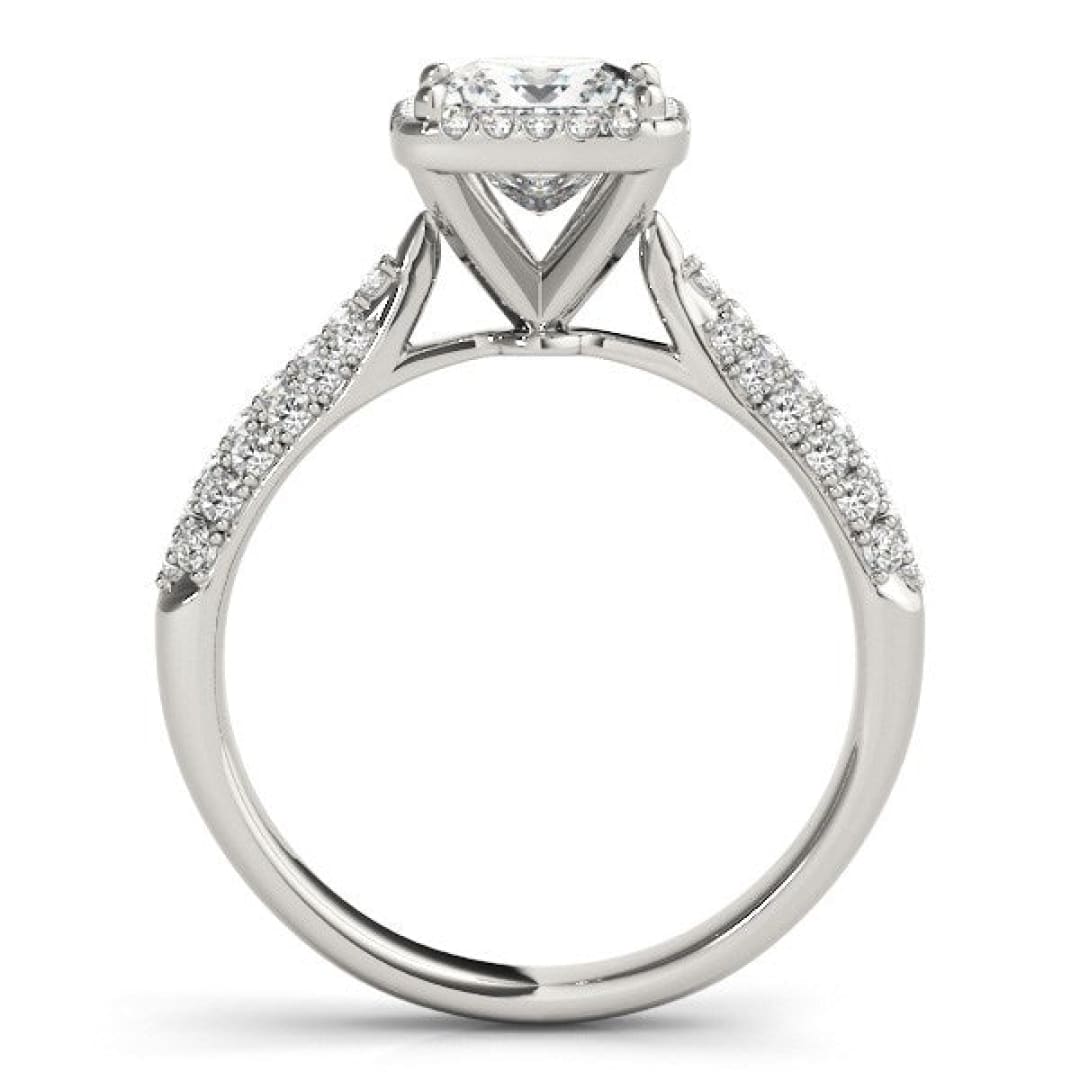 14k White Gold Halo Pave Band Diamond Engagement Ring (1 1/3 cttw) | Richard Cannon