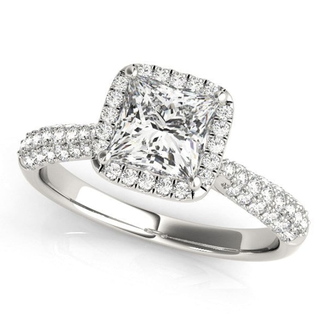 14k White Gold Halo Pave Band Diamond Engagement Ring (1 1/3 cttw) | Richard Cannon