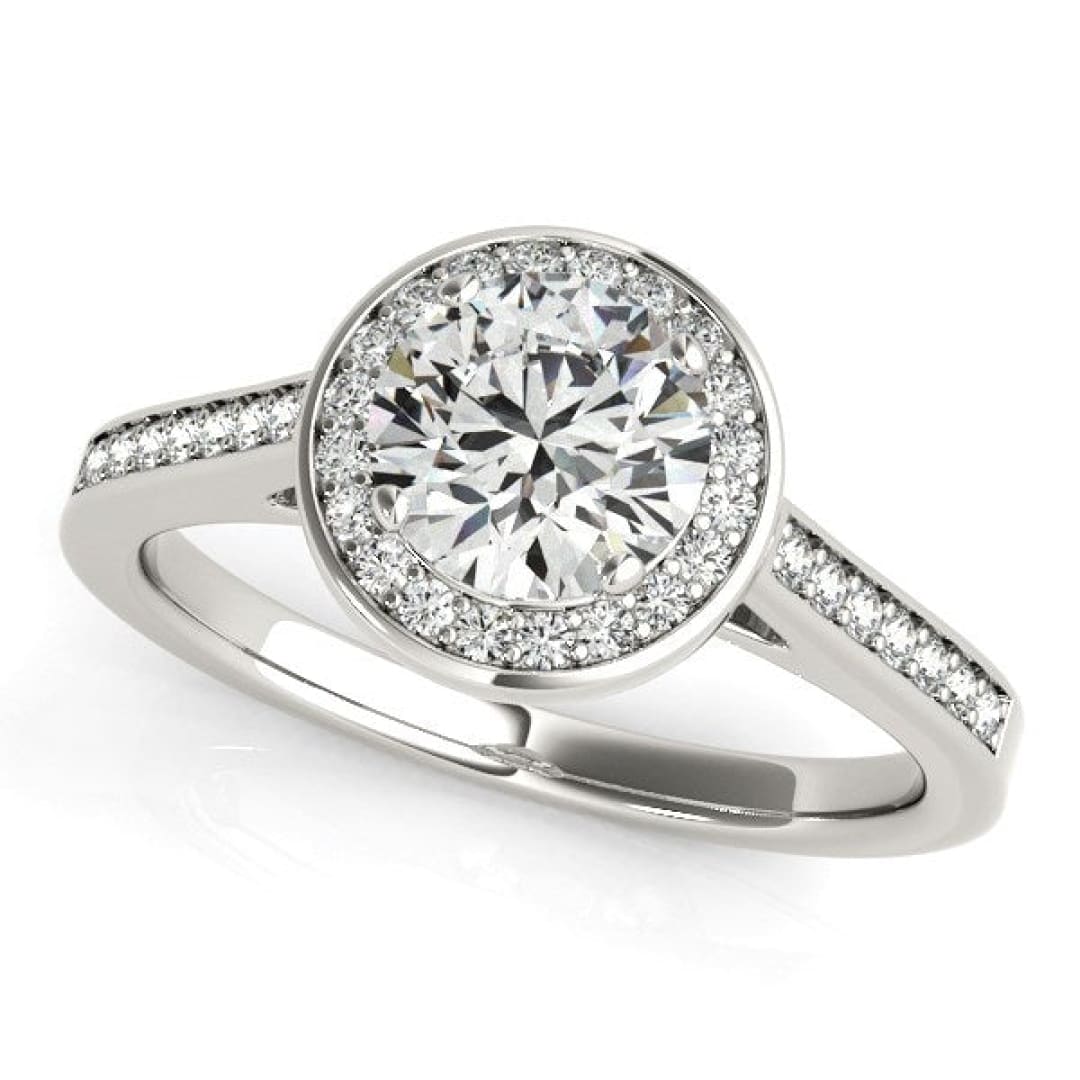 14k White Gold Halo Round Diamond Engagement Ring (1 1/4 cttw) | Richard Cannon Jewelry