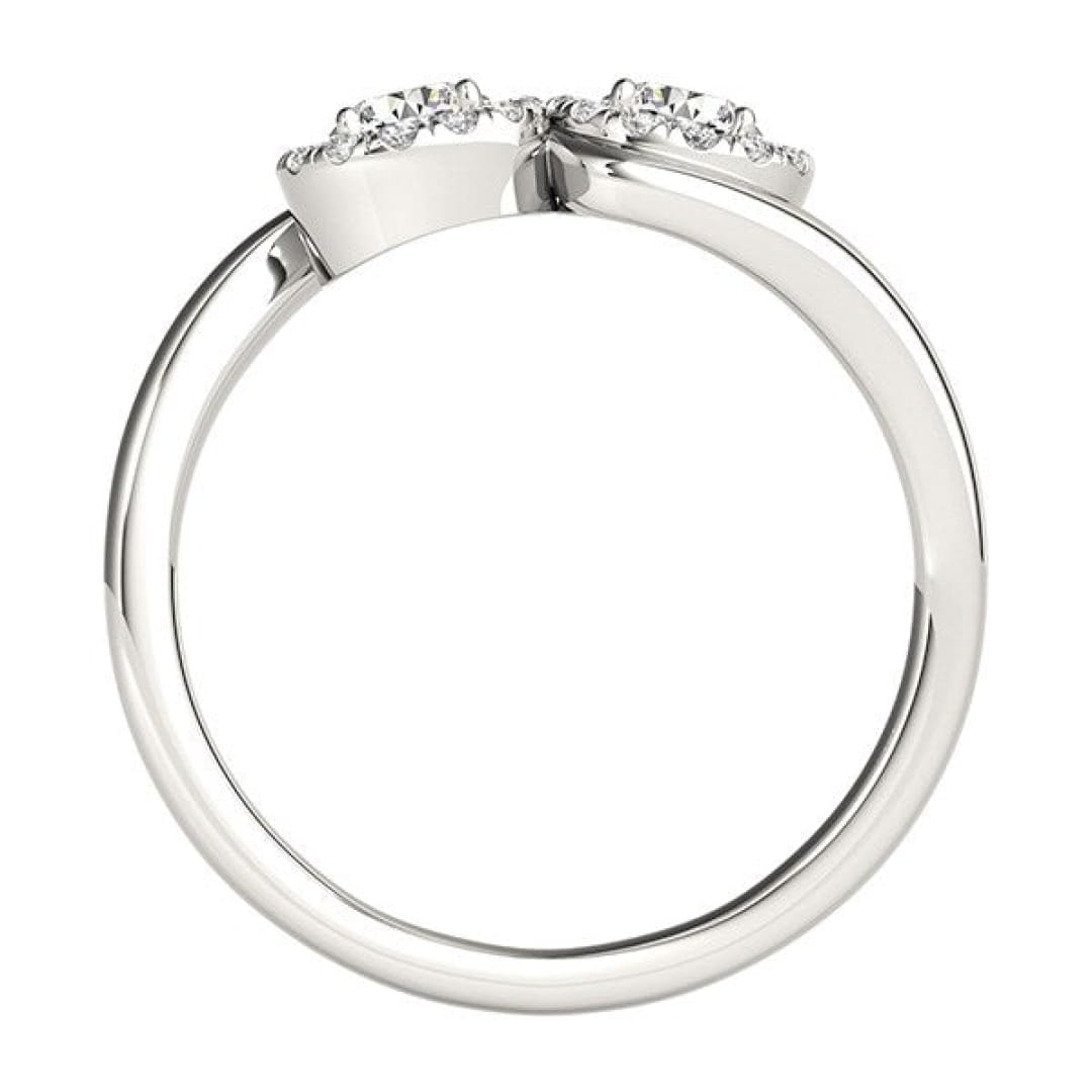 14k White Gold Halo Set Round Two Stone Diamond Ring (3/8 cttw) | Richard Cannon Jewelry