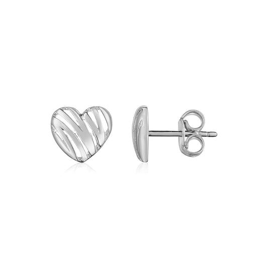 14K White Gold High Polish Scribble Heart Stud Earrings | Richard Cannon Jewelry