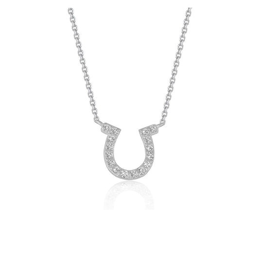 14k White Gold Horseshoe Design Diamond Pendant | Richard Cannon Jewelry