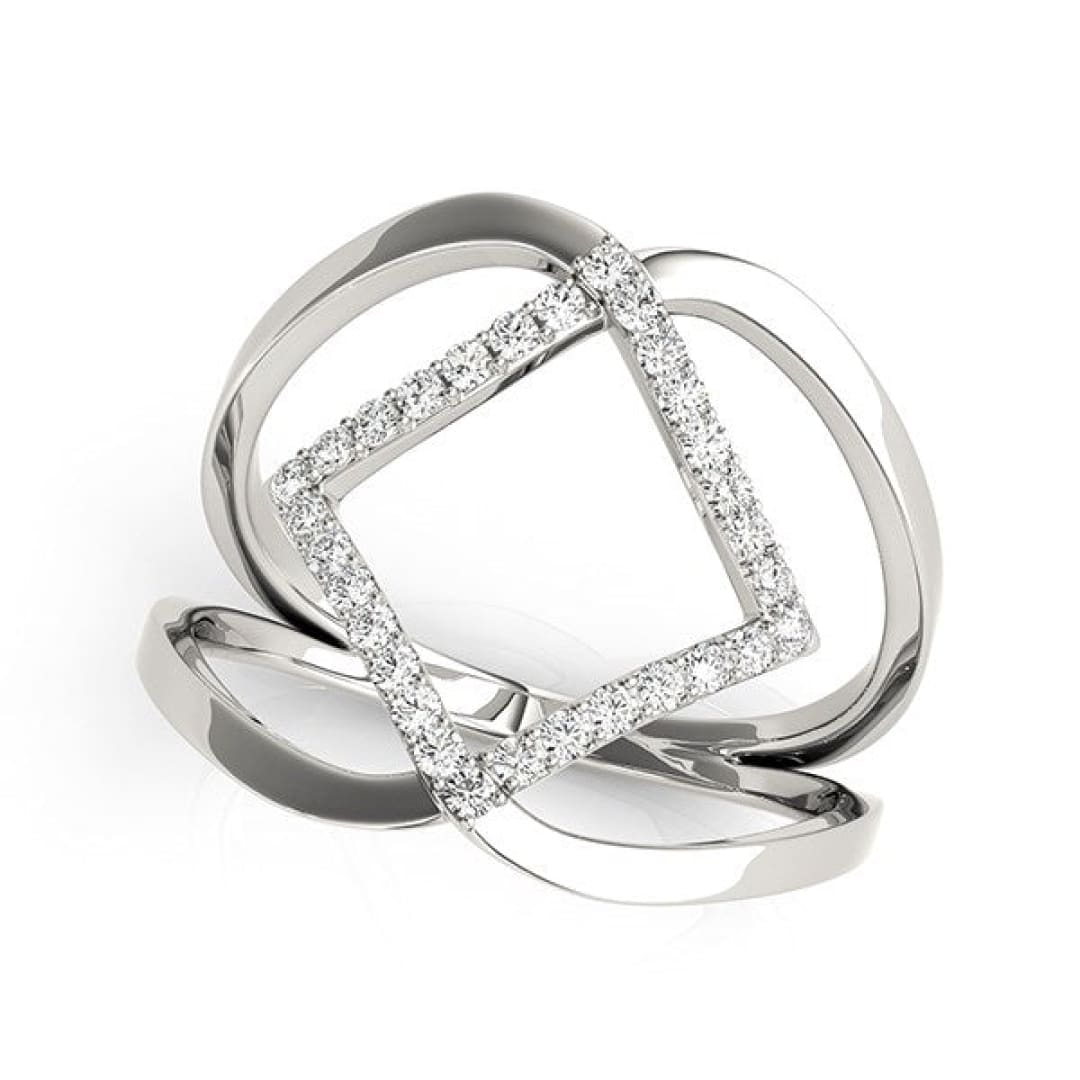 14k White Gold Interlaced Design Diamond Ring (1/5 cttw) | Richard Cannon Jewelry