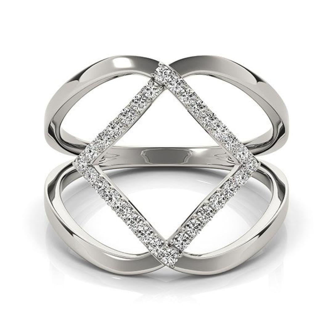 14k White Gold Interlaced Design Diamond Ring (1/5 cttw) | Richard Cannon Jewelry