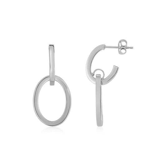 14K White Gold Interlocking Drop Hoop Earrings | Richard Cannon Jewelry